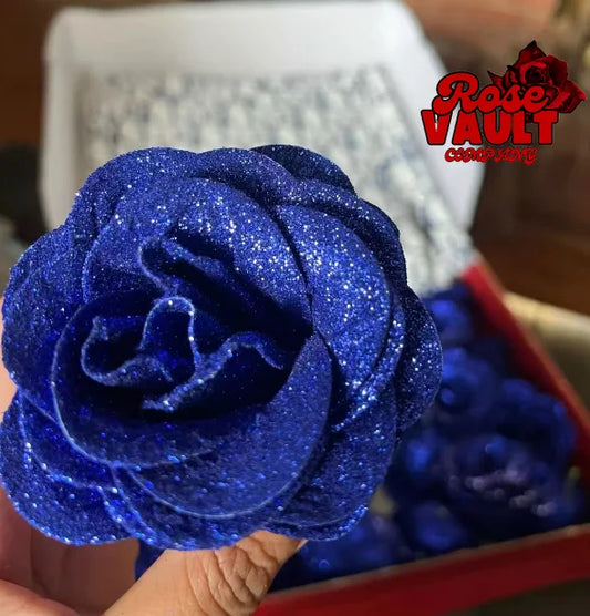 Glitter Rose Bouquet Heads – 7cm Artificial Flowers (10 Pack)