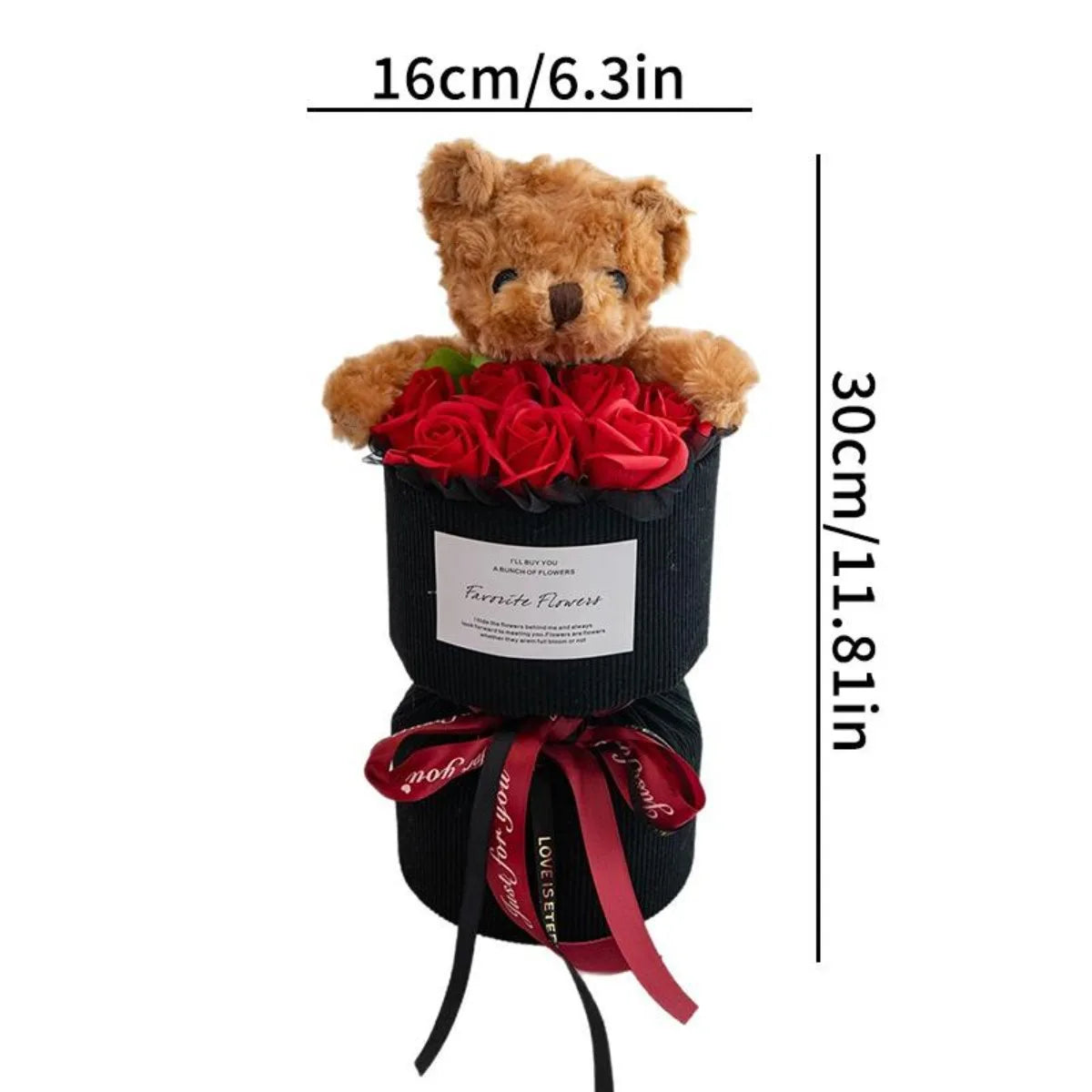 Rose Bouquet with Bear – Artificial Flower Gift