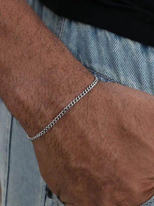 Gold Stainless Steel Cuban Chain Bracelet 7mm