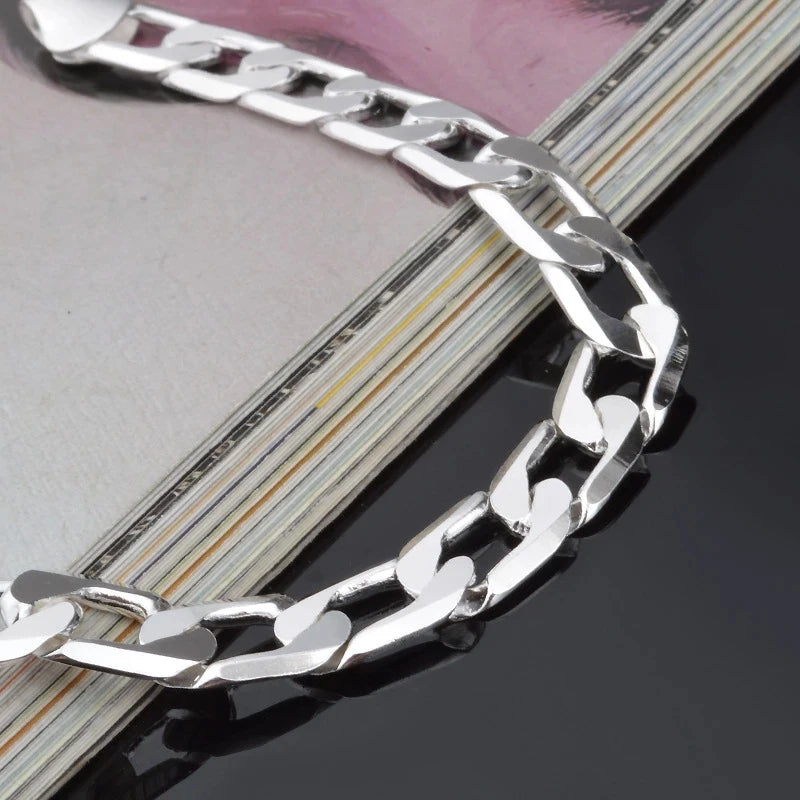 925 Sterling Silver Sideways Chain Bracelet