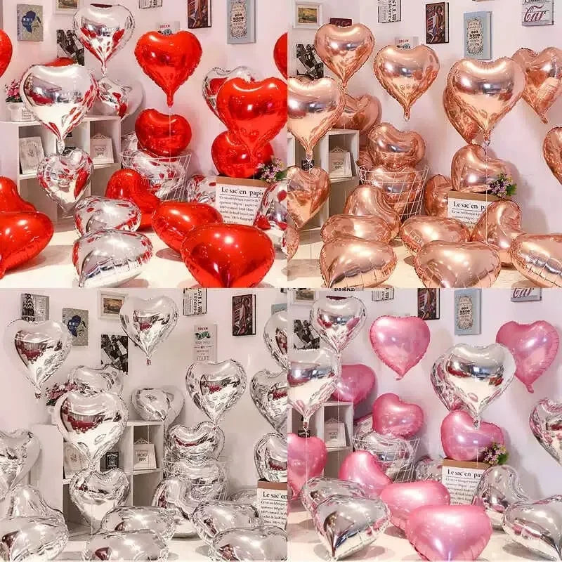 Red Heart Foil Balloons Set – 18" (5 Pack)