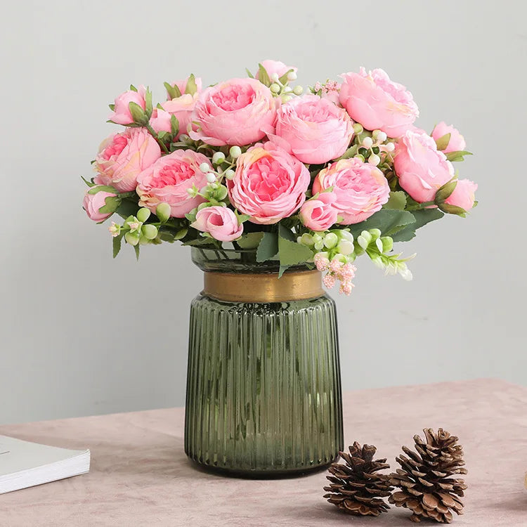 30cm Rose Pink Peony Silk Bouquet