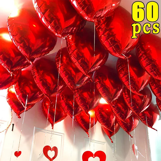 Red Heart Foil Balloons Set – 18" (5 Pack)