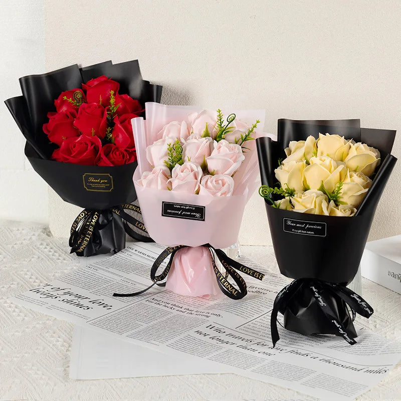 9-Head Soap Rose Bouquet Gift Arrangement