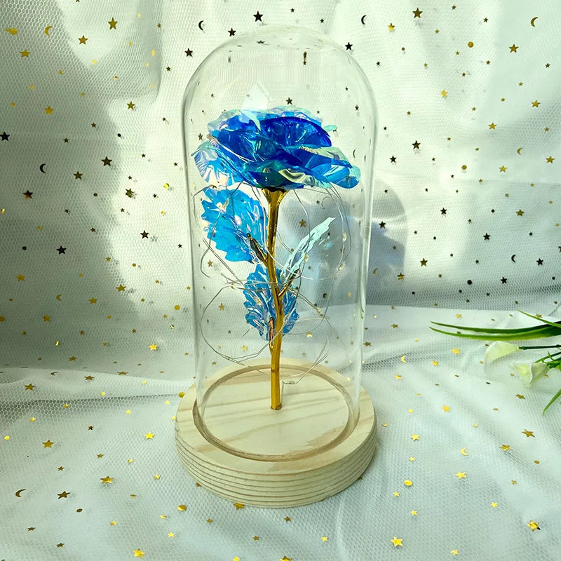 Eternal Rose LED Glass Dome – 24K Gold Foil Flower