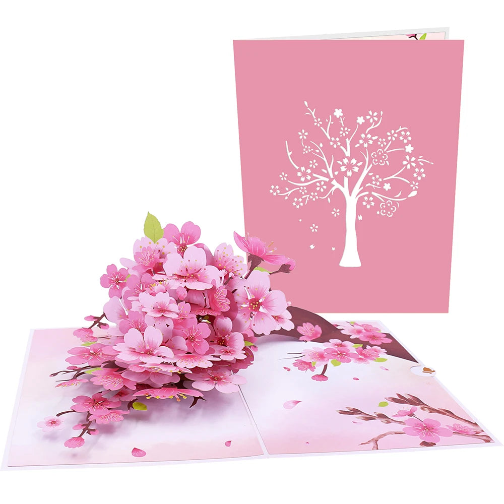 Pink Cherry Blossom Pop-Up Card Bouquet