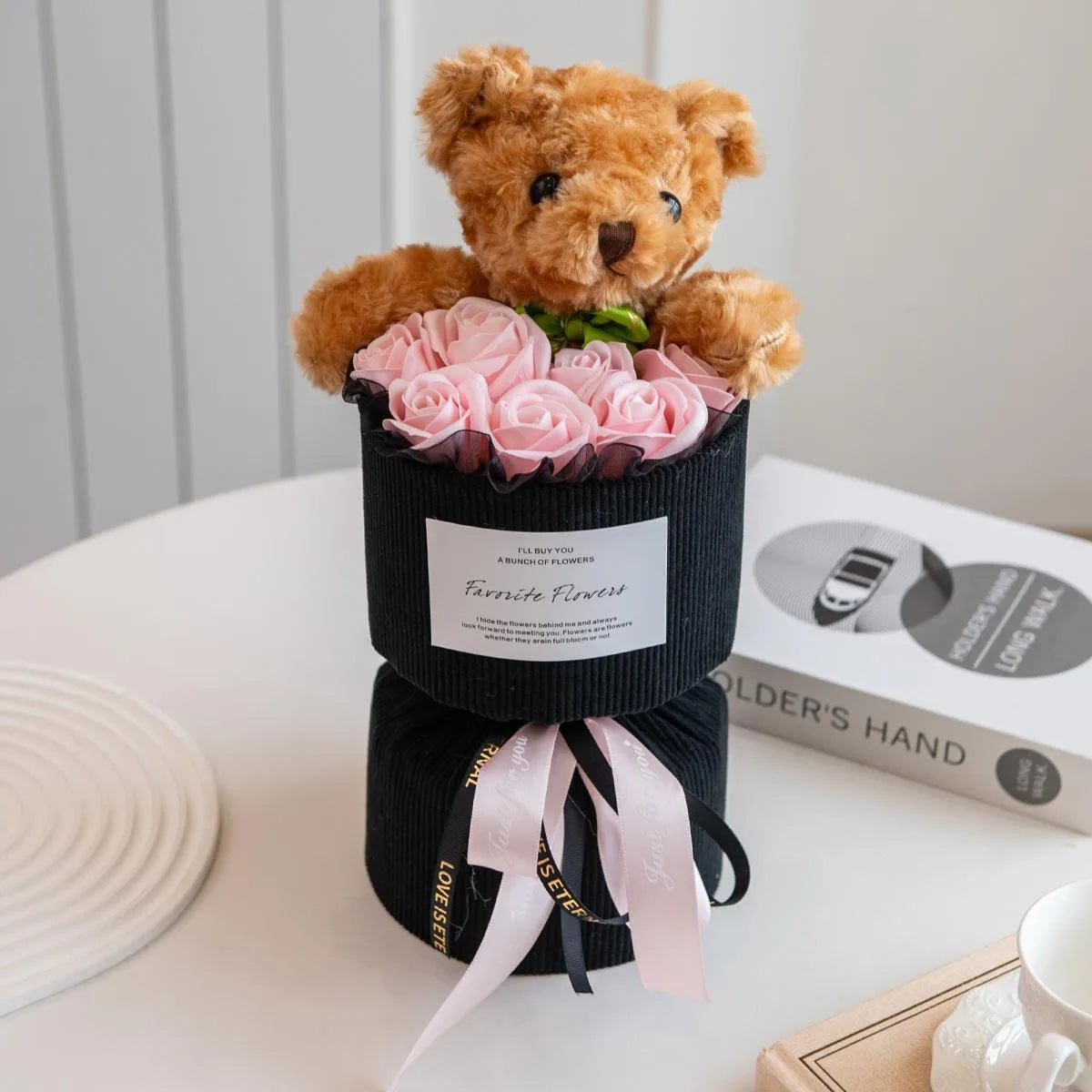 Rose Bouquet with Bear – Artificial Flower Gift