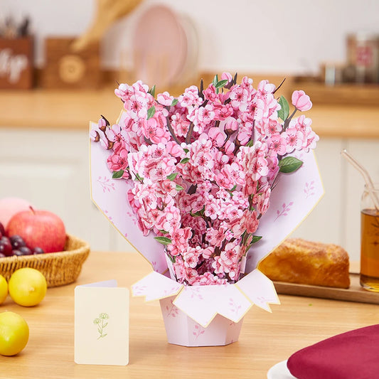 Pink Cherry Blossom Pop-Up Card Bouquet