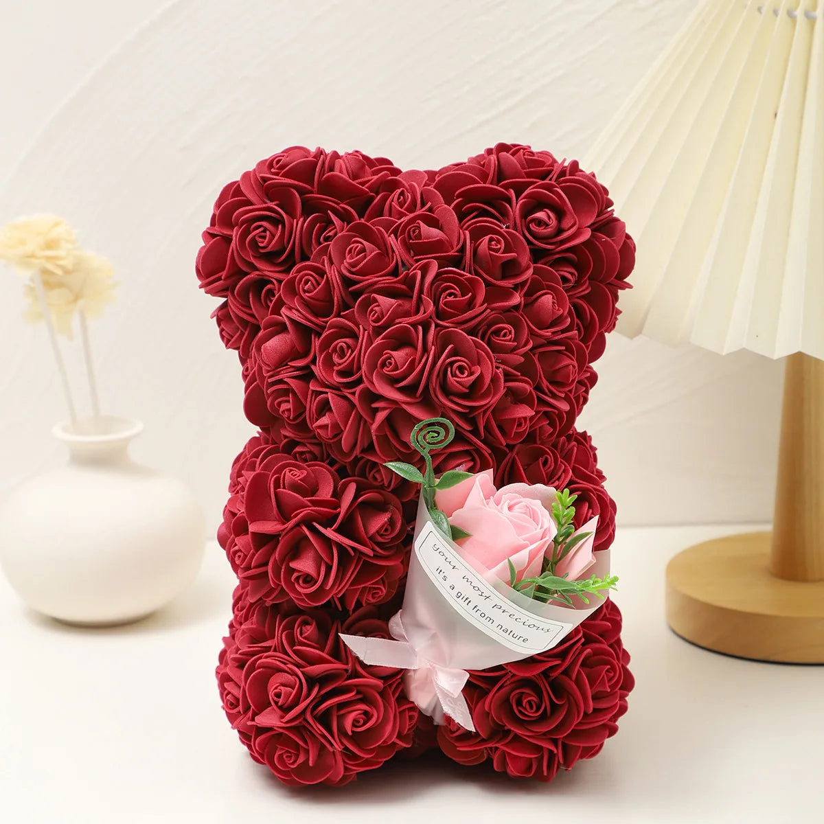 Pink Foam Rose Teddy Bear Bouquet
